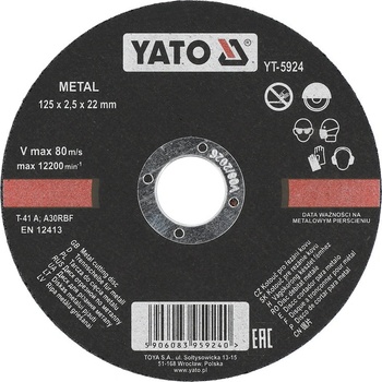 Yato Kotouč řezný na kov 125 x 22 x 2,5 mm YT-5924