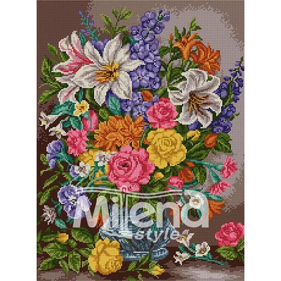 Milena Style Гоблен с щампа Цветя за дома с конци Ariadna