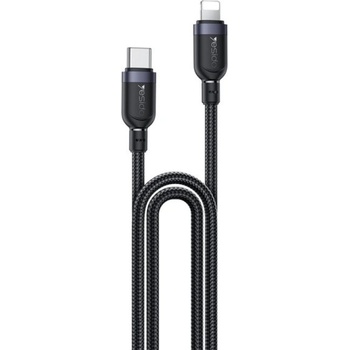 Yesido CA191 opletený nabíjací a dátový USB-C na Lightning 2m černý