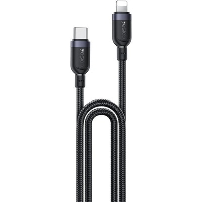 Yesido CA191 opletený nabíjací a dátový USB-C na Lightning 2m černý