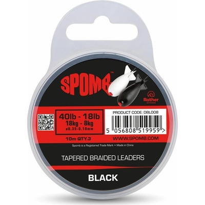 Spomb Šoková šňůra Tapered Braided Leaders 40-18lb - Black