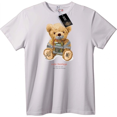 NOONEBRAND Тениска Сладък Плененен Плюшен Мечок - 2XL, White