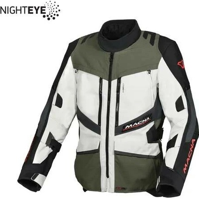 MACNA VÝPRODEJ bunda DOMANE MOTORCYCLE JACKET LIGHT GREY/GREEN/BLACK barva světle šedá/zelená/černá velikost L