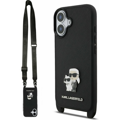 KARL LAGERFELD Saffiano Crossbody Ремък Metal Karl and Choupette Задний Чехол для iPhone 17 Black Karl Lagerfeld | Cheren | МЪЖЕ | UNI