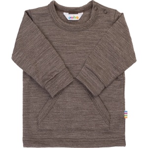Joha Детски вълнен пуловер Joha Kid's Blouse L/S with Belly Pockets Merino jumper - Dark Brown - размер 110 (704-6192-0316)