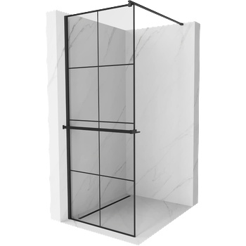 Mexen Kioto+ душ преграда с рафт Walk-in 70 x 200 cm, черна решетка, черна - 800-070-121-70-77 (800-070-121-70-77)