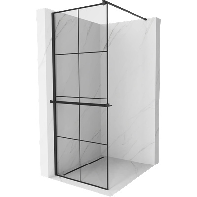 Mexen Kioto+ душ преграда с рафт Walk-in 70 x 200 cm, черна решетка, черна - 800-070-121-70-77 (800-070-121-70-77)