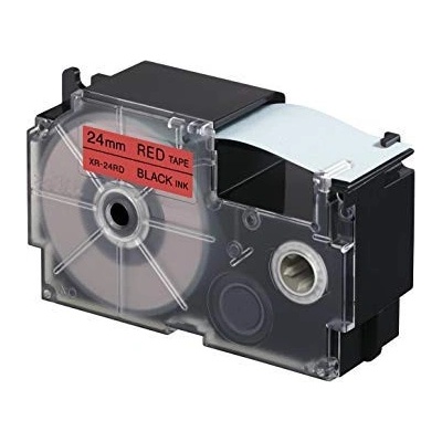 Compatible Съвместима лента с Casio XR-24RD1, 24mm x 8m, черен печат / червен фон (XR24RD)