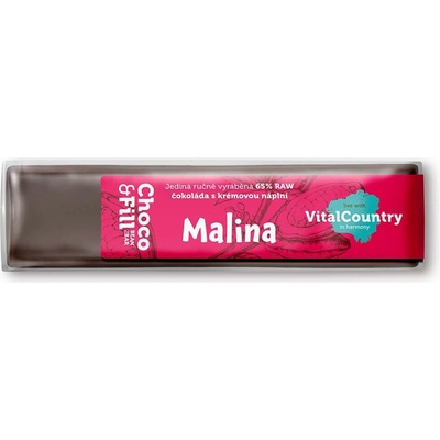 Choco & Fill Raw plněná čokoláda 65% Malina 30 g