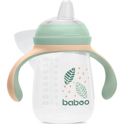 Baboo Cup with silicone spout hrnek s držadly Peachy Keen 260 ml