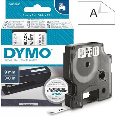 Páska Dymo D1, 9mm (40913) bílá, černý tisk, 7m