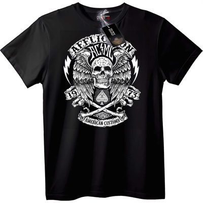 NOONEBRAND Тениска Черепни Крила на Байкър - 2XL, Black