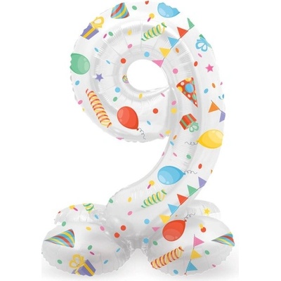 Folat Balónek fóliový číslo 9 samostojné Veselá party 41 cm