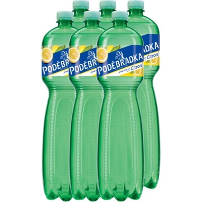 Poděbradka Jemně perlivá s příchutí citron 6 x 1,5 l