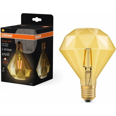 Osram diamantová LED žiarovka E27 4,5 W Vintage 1906, teplá biela 4058075091955