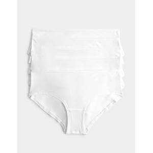 Marks & Spencer Нискорязани шорткови бикини от памук и lycra®, 5 бр. в опаковка Marks & Spencer бяла Marks & Spencer | Byal | ЖЕНИ | 6