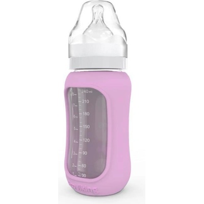 Ecoviking sklenená široká silikonový obal ružová 240 ml