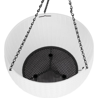 Kvetináč Strend Pro Modern, visiaci, závesný, biely, 26x16cm, s retiazkou a vešiakom