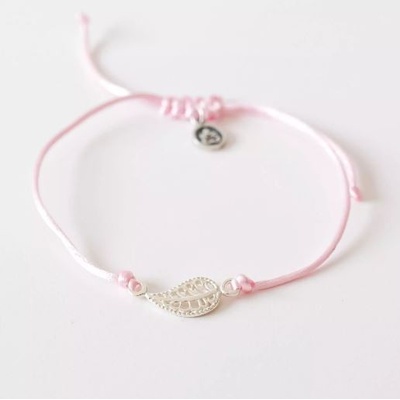 Boho Design náramek růžový list a satén 0151380