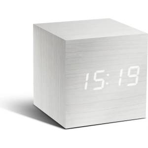 Gingko Design GINGKO Часовник/термометър CUBE - бяло дърво с бели цифри (Gingko-GK08W13) Будилник