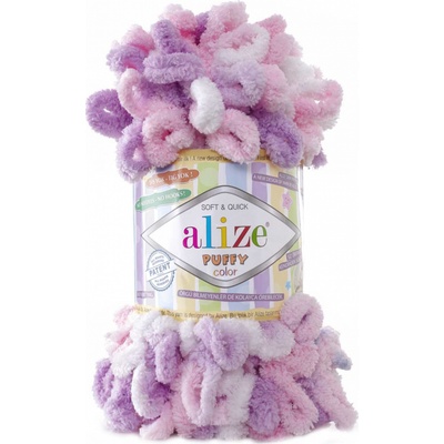 Alize Příze Puffy color 6051 růžovo-lila-bílá – Zboží Mobilmania