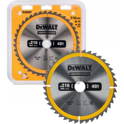 Kotoučová pila na dřevo 216 mm x 30 mm, 40 zubů. DeWALT DT1953
