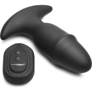 Thunderplugs Butt Slider 10X Sliding Ring Silicone Missile Plug with Remote Black