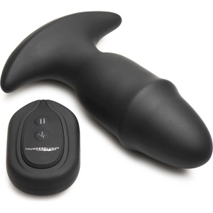 Thunderplugs Butt Slider 10X Sliding Ring Silicone Missile Plug with Remote Black