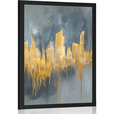 Plakát abstraktní zlatá olejomalba - 30x45 black