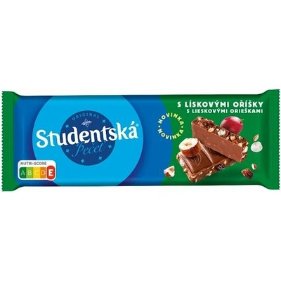 Orion Študentská pečať Mliečna čokoláda s kúskami lieskových orieškov, s hrozienkami a želé 90 g