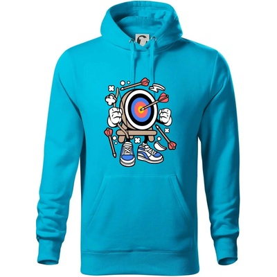 Lukostřelba komiks mikina Cape s kapucí Světlý tyrkys – Zbozi.Blesk.cz