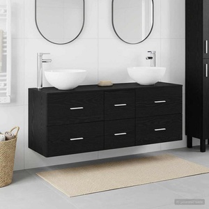 vidaXL Комплект шкафове за баня 3 бр. Черен дъб 49, 5 x 41 x 64, 5 см (3405812)
