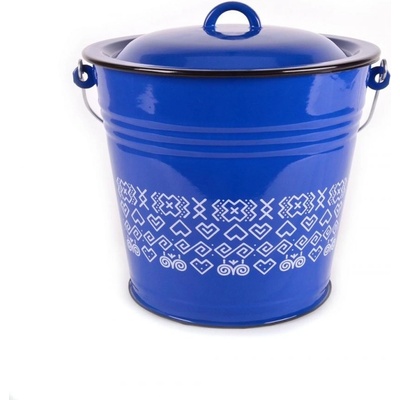 Senzačne Vedro smaltované 10 l 28cm s pokrievkou dekor Čičmany