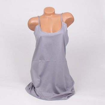 Памучна нощница в сиво с тънка презрамка