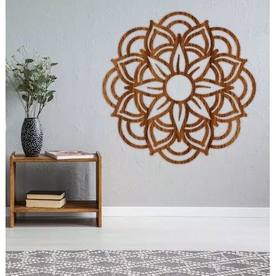 Dřevěná mandala na zeď KVĚTINA - 55x55 cm