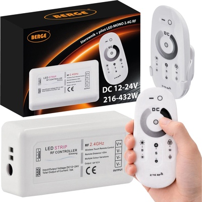 Stmívač LED pásků 12V 24V MONO dotykový dálkový ovladač 18A ovladač BAS005