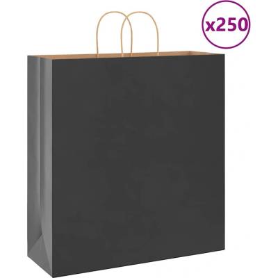 vidaXL Papírové sáčky 250 ks s uchy černé 45x17x48 cm
