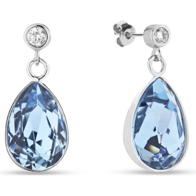 Spark stříbrné náušnice s krystaly Swarovski Elements modrá kapka Barocco KCD432010AQ Aqua