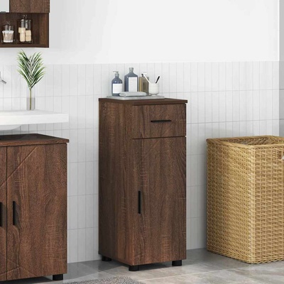 vidaXL Шкаф за баня Кафяв дъб 30 x 35 x 80 см Инженерно дърво & Метал (883331)