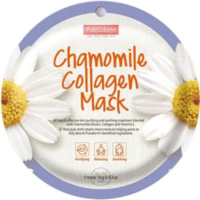 Purederm Корейска козметика успокояваща шийт маска за лице с колаген, лайка и витамин Е 18g (8785546789)