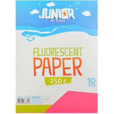 JUNIOR-ST Dekorační papír A4 Fluo růžový 250 g, sada 10 ks
