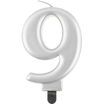 Image 1 of Godan Свещ за рожден ден 9 металик сребриста