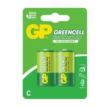 GP Batteries Цинк карбонова батерия GP R14 14G-U2 Greencell, 1.5V, 2 бр. в опаковка, блистер, GP-BM-14G-U2