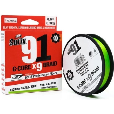 Sufix šňůra 91 G-CORE svítivě zelená 150m 0,165mm 8,1kg svítivě zelená