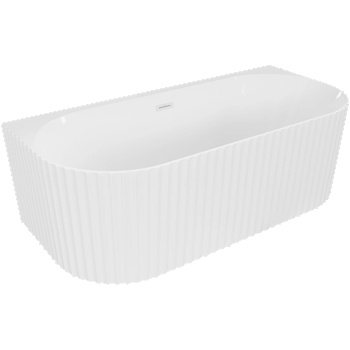 Mexen Sella свободностояща крайстенна оребрена вана 150 x 75 см, бял гланц, бял преливник - 52711507500-20 (52711507500-20)