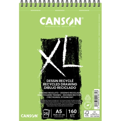 Canson XL Recycled Skicák v krúžkovej väzbe A5 160g 25 listov
