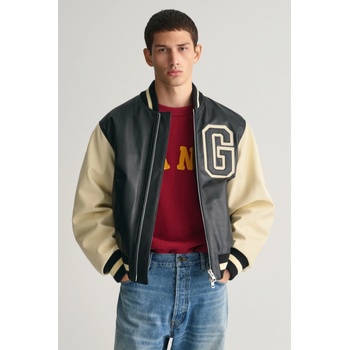 Gant GANT UNISEX LEATHER VARSITY jacket čierna