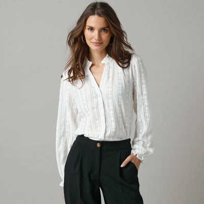 Košilová halenka z krajky bílá