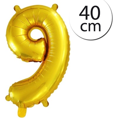 FUN RAG 4Gold 202975 Mini fóliový balón číslo 9 zlatý 40 cm