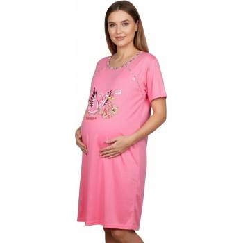 Нощница за кърмачки в розово с щъркел и раиран кант